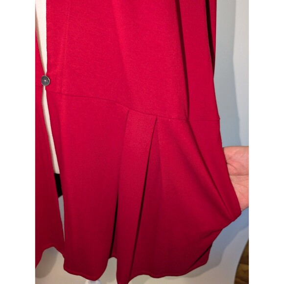 J Jill Cardigan Women’s XL Wearever Pleated Peplum Red Jacket Travel Modern - Picture 2 of 10